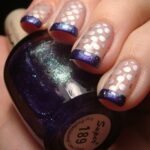 طرح فرنچ بنفش اکلیلی و سفید صدفی