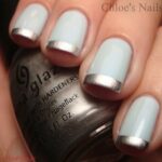 طرح فرنچ ساده آبی کمرنگ و نقره ای